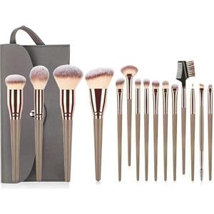 YPYMOD 15 Pezzi Set Pennelli Make up, Pennelli Trucco Professionale con Trousse in Pelle PU, Adatti per il Fondotinta Misto, Correttore, Blush, Ombretto, Contouring