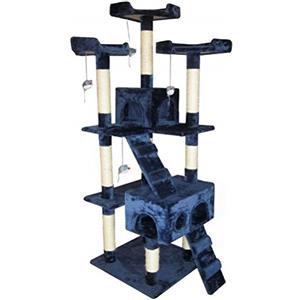 BAKAJI Tiragraffi per Gatti Albero Sisal Parco Giochi Cuccia Gatto Tira Graffi Unghie Alto 170 cm (Blu)