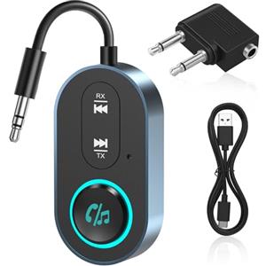 Vecbmn Trasmettitore e Ricevitore Bluetooth 5.3, 2 in 1 Trasmettitore e ricevitore Bluetooth, Adattatore Bluetooth Wireless per Auto/Aereo, Adatto per TV, Aereo, Auto e Impianto Stereo