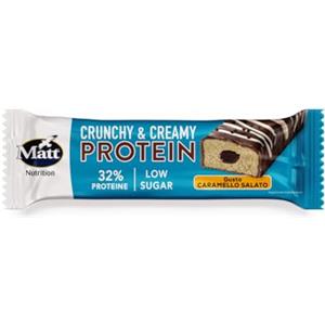 Matt, Crunchy & Creamy Protein Gusto Caramello Salato, Barretta Proteica, Senza Glutine, a Basso Contenuto di Zuccheri, Ricca di Fibre e Proteine, con Ripieno al Cacao, Snack Dolce Sano e Goloso, 50 g