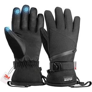 OutdoorMaster Guanti Invernali Uomo Sci - Guanti Neve Donna Sci - Impermeabili e Antivento, Compatibili Touchscreen con Tasche e Fibbie di Sicurezza - Ottimo per Sci, Snowboard, Trekking e Outdoor