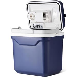 Amazon Basics - Frigorifero Portatile Elettrico, Frigorifero con Funzione Raffreddamento e Riscaldamento, 12 VCC/230 VCA per Veicolo/Uso Domestico, 24 Litri, Blu