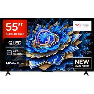 TCL 55T69C 55" QLED 60HZ 4K HDR, Google TV, Smart TV (Dolby Vision & Atmos, Motion clarity, compatibile con Google Assistant & Alexa), 2025