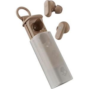 Skullcandy Dime Evo Wireless Earbuds, Bluetooth Headphones, Noise Isolating Fit, Up to 36 Hours Battery, Microphone for iPhone Android, Easy Carry with Clip-Anywhere Case - Beige