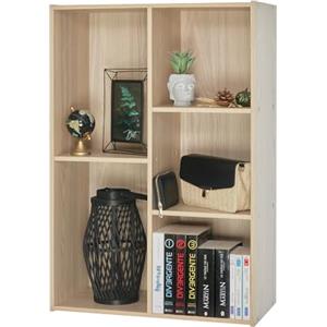 Iris Ohyama Mobile,librerie larghe 60 cm, Scaffale Angolare da Parete in Legno, 5 Livelli, Marrone Chiaro, Polivalente, Modulare, Aperto, Per Soggiorno, Ufficio, Libri, CD, Montaggio Facile, CX-23C