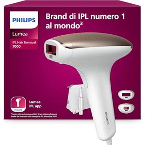 Philips Lumea 7000 Series, dispositivo di epilazione IPL, alternativa ai dispositivi di epilazione laser, con rifinitore a penna Satin Compact, 2 accessori per viso e corpo, modello BRI921/00