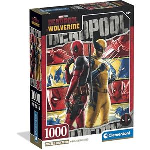 Clementoni - Puzzle 1000 Pezzi per Adulti e Ragazzi, Special Series, Tema Marvel Deadpool e Wolverine, Compact Box con Poster Incluso, Idea Regalo Uomo e Donna, Made in Italy, 50x70 cm, 37050
