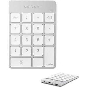 Satechi Tastierino Numerico Wireless Slim in Alluminio con 18 Tasti, Bluetooth, Ricarica USB-C per MacBooK, Laptop, PC, iPad (Layout US) Argento