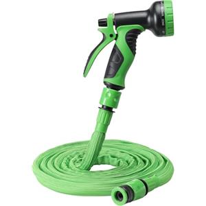 Navaris Tubo Estensibile da Giardino - Canna Acqua Giardino - Tubo da Giardino 7,5-15 m - Tubo Irrigazione con Pistola 10 Funzioni - Tubo Acqua Flessibile con Adattatore