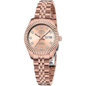 NIBOSI Orologio da donna analogico al quarzo, in acciaio inox, quadrante con datario e giorno, luminoso, impermeabile, delicato, classico, lussuoso, con diamanti, elegante, da donna, per polsi piccoli