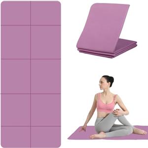 Windfromort Tappetino Palestra - Tappetino Pilates Pieghevole - Yoga Mat in TPE - Tappetino Fitness 183 x 61 cm, 5 mm di Spessore, Materassino Pilates, Tappetino Ginnastica, Viaggio e Sport (Viola)