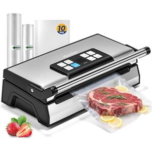 Hanchen Macchina Sottovuoto Alimenti 90Kpa Macchina per Sottovuoto 30cm Doppia Saldatura Sigillatrice Termica Include 2 Rotoli di Sacchetti e 10 Sacchetti