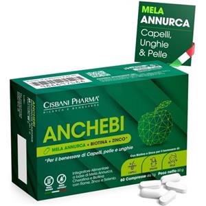CISBANI PHARMA Anchebi - Integratore Alimentare Completo per Capelli Forti, Pelle Sana e Unghie Resistenti con Mela Annurca, Cheratina, Biotina, Zinco e Selenio - 60 Compresse