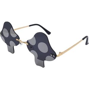 LJCZKA Occhiali da Sole da Donna Festa Uomo, Vintage Occhiali da Sole a Forma di Fungo Rave Occhiali Senza Montatura Halloween Festa