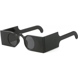 LJCZKA Occhiali da Sole Rettangolari Piccoli Donna Uomo, Occhiali da Sole Punk Piccoli di Tendenza Occhiali Hip Hop con Lente Rotonda