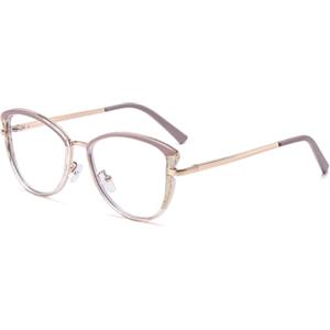 LJCZKA Occhiali Luce Blu Donna Occhi di Gatto, Montatura Occhiali da Vista Metallo Occhiali Anti Luce Blu Antiriflesso per Computer, Gioco (Rosa, 0.0, x)