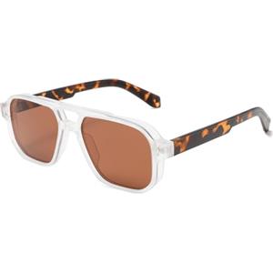 LJCZKA Occhiali da Sole Quadrati Retrò per Uomo Donna, Occhiali da Sole Doppio Ponte Occhiali Anni 70 Pilota Stile UV400 Protezione