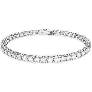 Swarovski Braccialetto Matrix Tennis S, Zirconia a Taglio Tondo, Placcato Rodio, Bianco