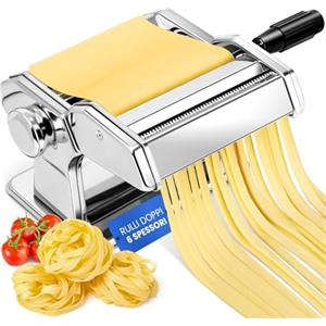 Generico Macchina per la Pasta Fresca in Acciaio Inox con Diverse Modalità Di Regolazione Stendi Impasto Acciaio Inox 2 Rulli 170mm