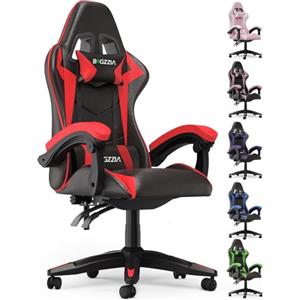 Racingreat Sedia Gaming,Sedia da Gioco Sedia da Ufficio, Poggiatesta e Cuscino Lombare, Ergonomica In Pelle PU Sedia Da Computer Per Gamer Ufficio Casa Adulto Adolescente -Rosso