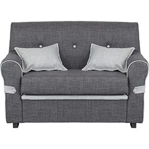 Totò Piccinni Divano 2 Posti in tessuto con Cuscini Imbottito, con Braccioli (Grigio Scuro)