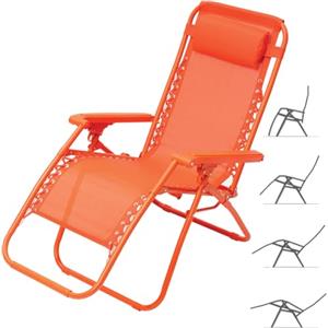 BAKAJI Sedia gravità Zero Sdraio da Giardino Poltrona Relax Pieghevole Salvaspazio Tubolari Acciaio 22mm Reclinabile in Texilene Traspirante, Mare Spiaggia Piscina Arredo Esterno (Arancione)