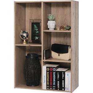 Iris Ohyama Mobile, librerie larghe 60 cm, Scaffale Angolare da Parete in Legno, 5 Livelli, Marrone Cenere, Polivalente, Modulare, Aperto, Per Soggiorno, Ufficio, Libri, CD, Montaggio Facile, CX-23C