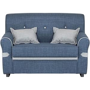 Totò Piccinni Divano 2 Posti in tessuto con Cuscini Imbottito, con Braccioli (Blu)