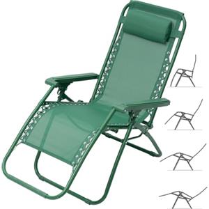 BAKAJI Sedia gravità Zero Sdraio da Giardino Poltrona Relax Pieghevole Salvaspazio Tubolari Acciaio 22mm Reclinabile in Texilene Traspirante, Mare Spiaggia Piscina Arredo Esterno (Verde Chiaro)