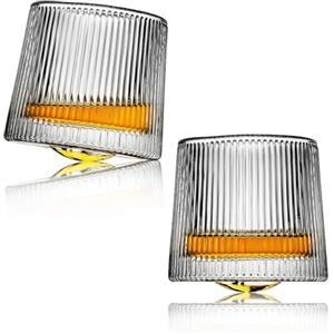 Webao Set di 2 bicchieri da whisky, 160 ml, in cristallo vecchio fashioned, senza piombo, per scotch, bourbon, cognac e cocktail, regalo per uomini, strisce verticali