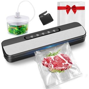 Raycial Macchina Sottovuoto Alimenti, 7 in 1 Macchina Sottovuoto 145W, Automatica Sigillatore Sottovuoto Macchina, con 10 Sachetti Sottovuoto e Tubo e Taglierina