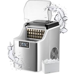 Wilprep Macchina Ghiaccio 22kg/24 Ore Fabbricatore Ghiaccio 24 Cubetti in 11-20 Minuti con Serbatoio 3.2L Macchina per Ghiaccio con Autopulente LCD Pannello per Casa Ufficio Bar Ristorante