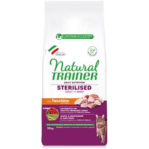 Natural Trainer 9 kg + 1 kg gratis! 10 kg Natural Trainer Crocchette per gatti - Sterilised con Tacchino