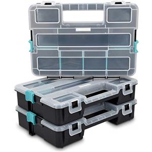 Navaris Contenitore Portaminuterie Organizzatore Minuteria L - 3x Cassetta Scomparti Porta Attrezzi - Vaschetta Organizer Arnesi Piccoli Oggetti - Tripla