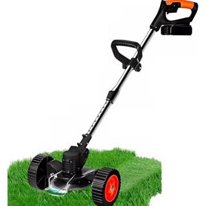 Generico Decespugliatore Elettrico con Ruote e Due Batterie 48V Ricaricabili Lame Versatili e Manico Regolabile Tagliabordi Senza Fili