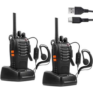 RKK Walkie-Talkie PMR446 Ricaricabile Lunga Distanza 16 Canali VOX CTCSS/DCS Radio FM Ricetrasmettitore Portatile Walkie Talkie Professionali Con Auricolare