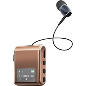 SUNSEATON Auricolare Bluetooth Business con Filo Retrattile, Auricolar Senza Fili con Microfono, Cuffia Wireless Lavalier con Display LCD, Bluetooth 5.4, Ricarica Rapida (Oro)