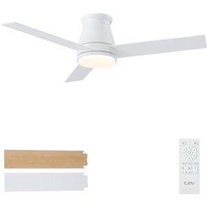 CJOY Ventilatore da Soffitto con Luce 107cm, Bianco Ventilatore da Soffitto con Luce e Telecomando Slenzioso, Sleep Modalità, 6 Velocità, 3 CCT Regolabile, Reversibile, Timer per Camera da Letto
