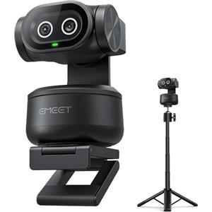 EMEET PIXY Doppia Webcam PTZ con AI 4K con Treppiede, Tracking AI, PDAF&AI 0,2s, Sensore Sony 1/2,55, 3 Mic, Preimpostazioni, Webcam 4K per Streaming, Compatibile OBS/Twitch/Switch 2