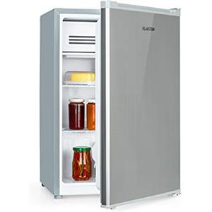 KLARSTEIN Delaware - Frigorifero, 76 Litri, Classe di Efficienza Energetica E, 2 Ripiani in Vetro Flessibile, Vano Congelatore/Freezer: 4 Litri, Vano Bottiglie Fino a 2 Litri, Argento