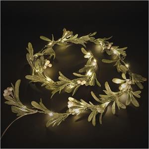 EMOS - Ghirlanda di ramoscelli a LED da 1,5 m - Ghirlanda di vischio con 25 LED, bianco caldo - Timer da 6/18h, funzionamento a batteria (3 x AA), lunghezza cavo da 25 cm - Durata 10000 ore - per