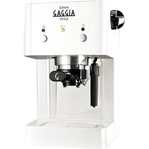 Gaggia RI8423/21 GranGaggia Style White - Macchina Manuale per il Caffè Espresso, per Macinato e Cialde, 15 bar, 1L, Bianco, 1025W