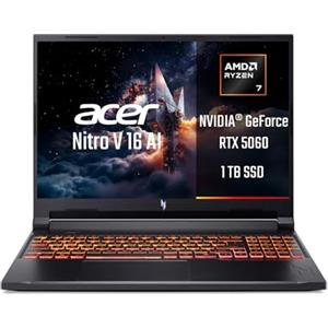 acer Nitro V 16 AI ANV16-42-R0BK Notebook Gaming, NVIDIA GeForce RTX 5060 8 GB GDDR7, Processore AMD Ryzen™ 7 260, Ram 16 GB DDR5, 1024 GB SSD, Display 16" WUXGA IPS 180 Hz, Windows 11 Home