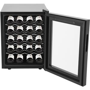 SuhoFutus Frigorifero per vino da 48 l, 20 bottiglie, condizionatore per vino indipendente con porta in vetro e protezione UV, controllo touch 12-18 °C, silenzioso 39 dB, con pannello touch LED