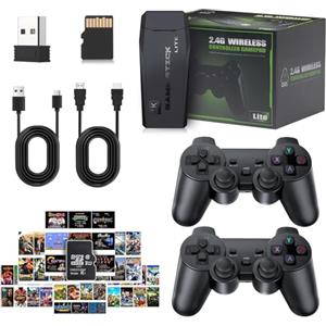 SingYao Console Retro Wireless 4K con 2 Controller 2.4G, Game Stick Lite, 40.000+ Giochi Preinstallati, 9 Emulatori, Nero (64G With 23000Games)