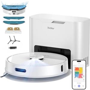 Redkey R10 Robot Aspirapolvere Lavapavimenti con Mappatura,Navigazione LiDAR, Con stazione di aspirazione e funzione di lavaggio, 180min Autonomia, Aspirapolvere Robot con Stazione per Tappeti