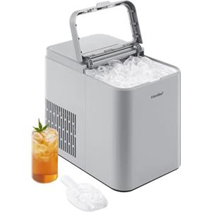 COMFEE' RCI12GY1EU(E) Macchina del Ghiaccio, 8 Cubetti in 6 Minuti (12kg/24h), Funzione Autopulente, 2 Dimensioni, con Paletta e Cestello, Portatile per Casa e Cucina, Grigio