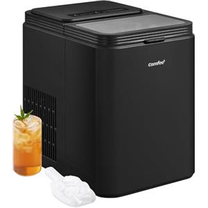 COMFEE' RCI12BL1EU(E) Macchina del Ghiaccio, 8 Cubetti in 6 Minuti (12kg/24h), Funzione Autopulente, 2 Dimensioni, con Paletta e Cestello, Portatile per Casa e Cucina, Nero