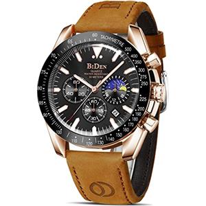 HANPOSH Orologio Uomo Cronografo Analogico Quarzo Moda Casual Orologio 30M Impermeabile Orologi da Polso Elegante in acciaio Data Luminosi Cool Orologi da Uomo