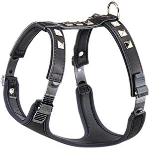 Ferplast Pettorina per Cani GIOTTO LUXOR MEDIUM, in Vera Pelle con Borchie Argentate